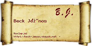 Beck János névjegykártya
