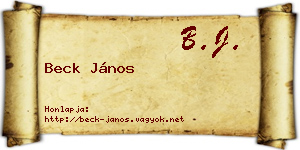 Beck János névjegykártya